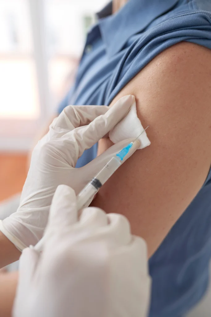 Patient receiving NAD+ IM injection at Estetica Rejuvenation in Hamilton, NJ