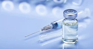 Vial and syringe for NAD+ IM Injections in a Hamilton, NJ clinic